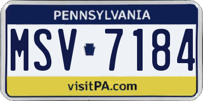 PA license plate MSV7184