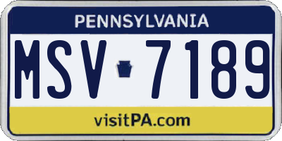 PA license plate MSV7189