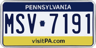 PA license plate MSV7191
