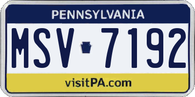 PA license plate MSV7192