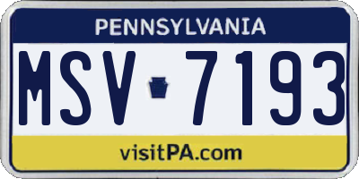 PA license plate MSV7193