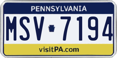 PA license plate MSV7194
