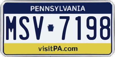 PA license plate MSV7198