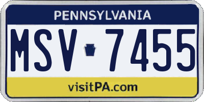 PA license plate MSV7455