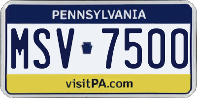 PA license plate MSV7500