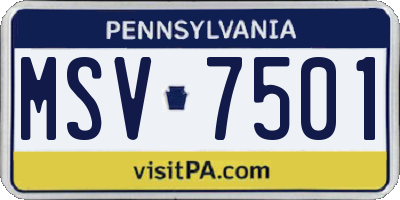 PA license plate MSV7501