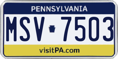 PA license plate MSV7503