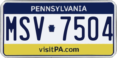 PA license plate MSV7504