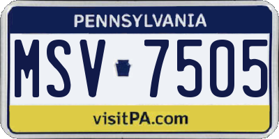 PA license plate MSV7505