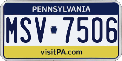 PA license plate MSV7506