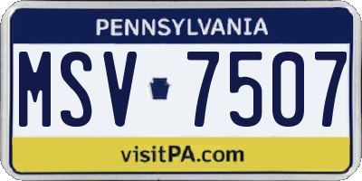 PA license plate MSV7507