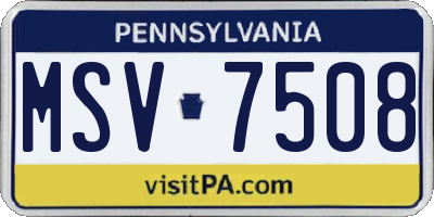 PA license plate MSV7508