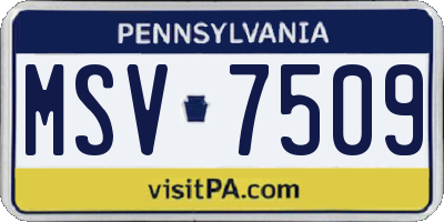 PA license plate MSV7509