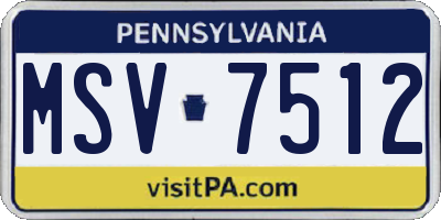 PA license plate MSV7512