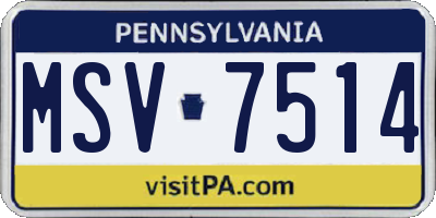 PA license plate MSV7514