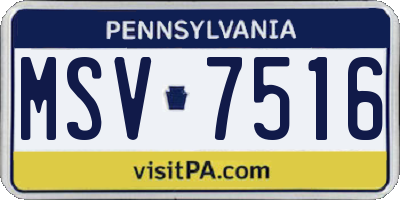 PA license plate MSV7516