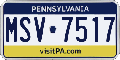 PA license plate MSV7517