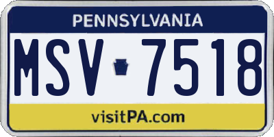 PA license plate MSV7518
