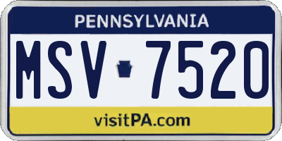 PA license plate MSV7520