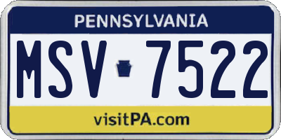 PA license plate MSV7522