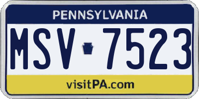PA license plate MSV7523