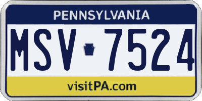 PA license plate MSV7524