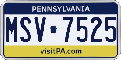 PA license plate MSV7525
