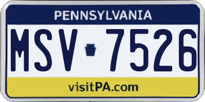 PA license plate MSV7526