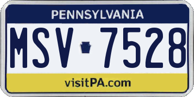 PA license plate MSV7528