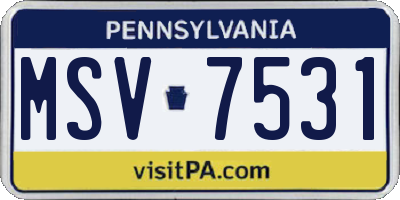 PA license plate MSV7531