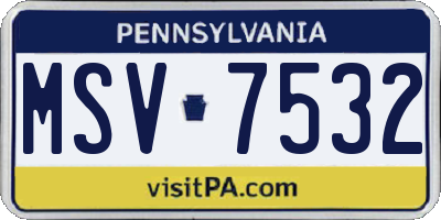 PA license plate MSV7532