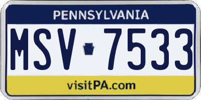PA license plate MSV7533