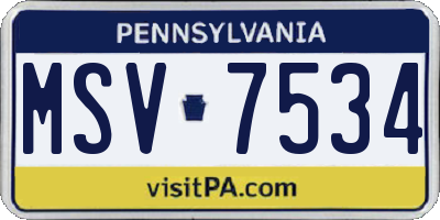 PA license plate MSV7534