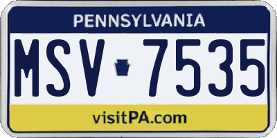 PA license plate MSV7535
