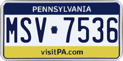 PA license plate MSV7536