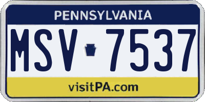 PA license plate MSV7537