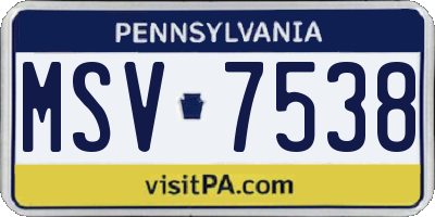 PA license plate MSV7538