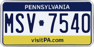 PA license plate MSV7540