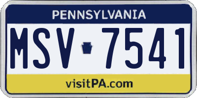 PA license plate MSV7541