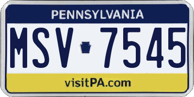 PA license plate MSV7545