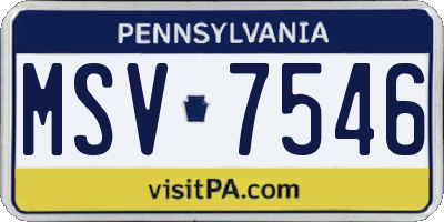 PA license plate MSV7546