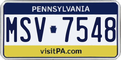 PA license plate MSV7548