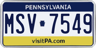 PA license plate MSV7549