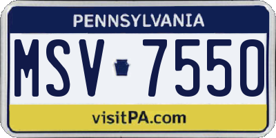 PA license plate MSV7550