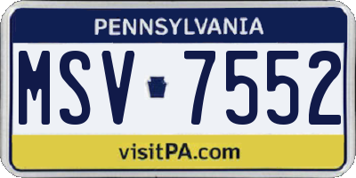 PA license plate MSV7552
