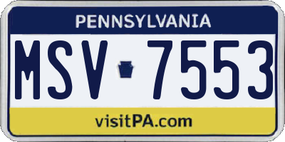 PA license plate MSV7553