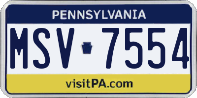 PA license plate MSV7554