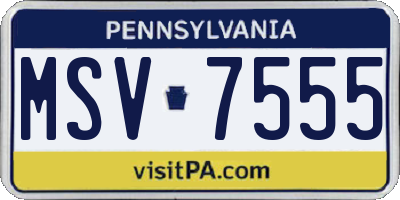 PA license plate MSV7555