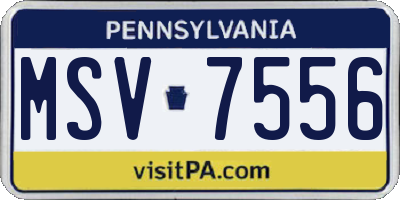 PA license plate MSV7556