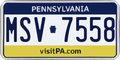 PA license plate MSV7558